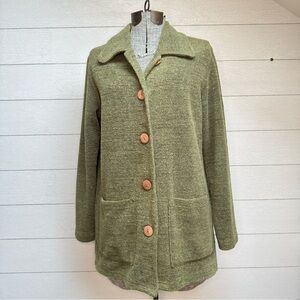 Territory Ahead Olive Green Textured Knit Jacket | Cozy Button Front | L